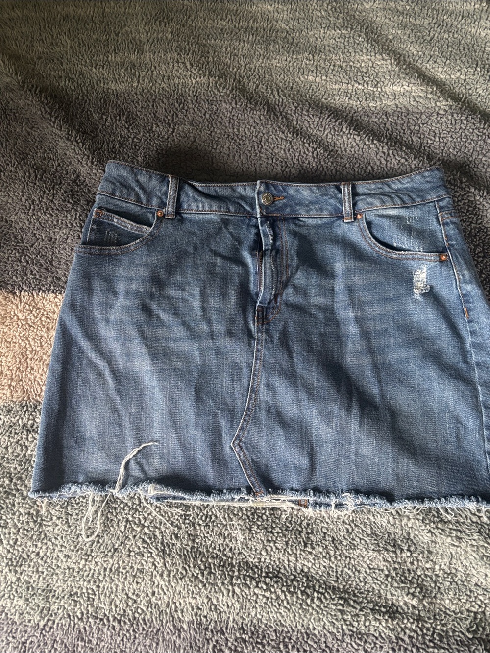 wild fable Blue Denim Mini Skirt with Frayed Hem